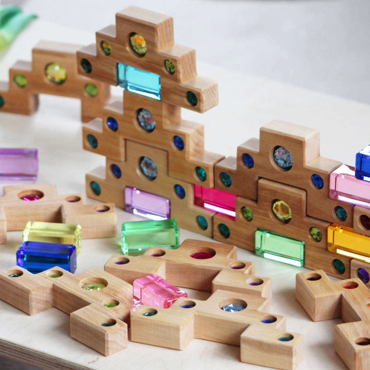 Chevron Blocks Bauspiel Color Staircase with Luminous Blocks, 16-Piece Set – My Toy Wagon