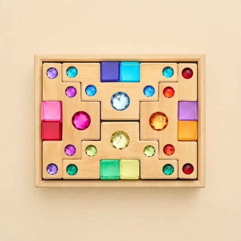 Bauspiel Color Staircase with Luminous Blocks, 16-Piece Set