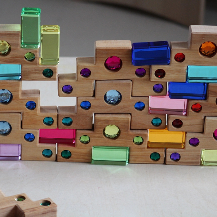 Bauspiel Color Staircase with Luminous Blocks, 32-Piece Set