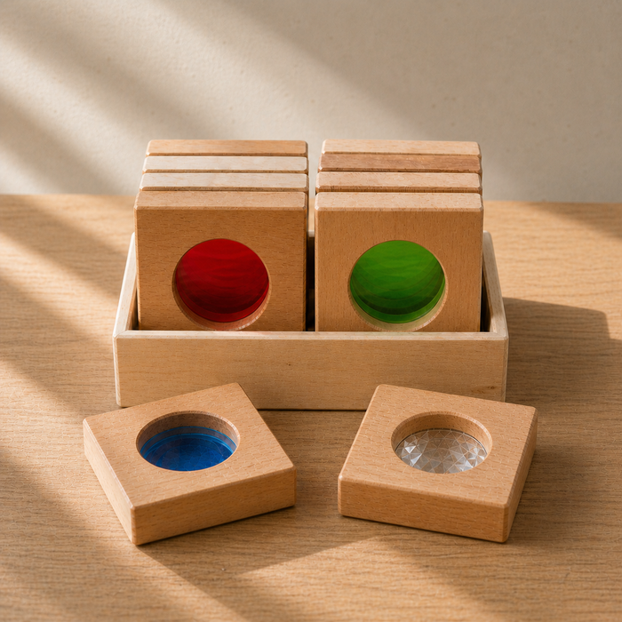 Bauspiel Optical Blocks in Wooden Tray, 12-Piece Set