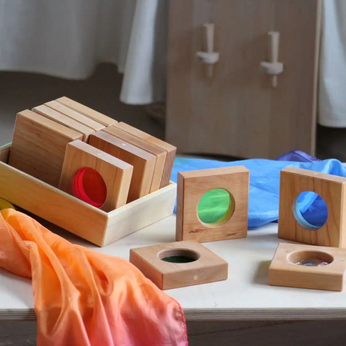 Pre-Order Bauspiel Optical Blocks in Wooden Tray, 12-Piece Set