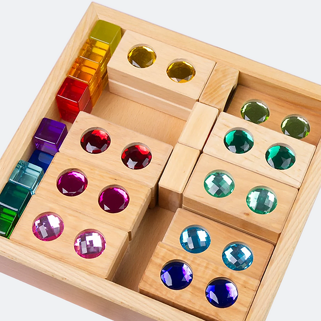 Bauspiel Small Color Track with Lucent Cubes, 45-Piece Set