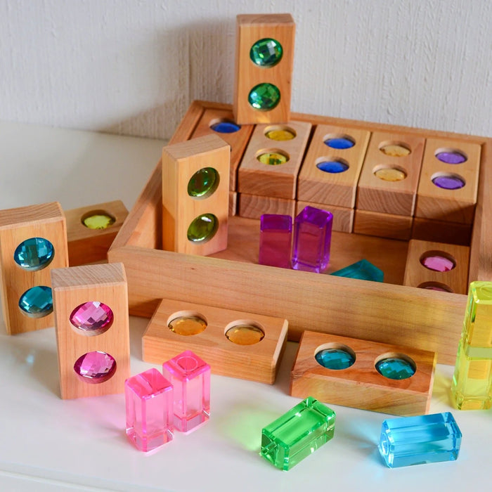 Bauspiel Small Color Track with Luminous Blocks, Pastel, 30-Piece Set