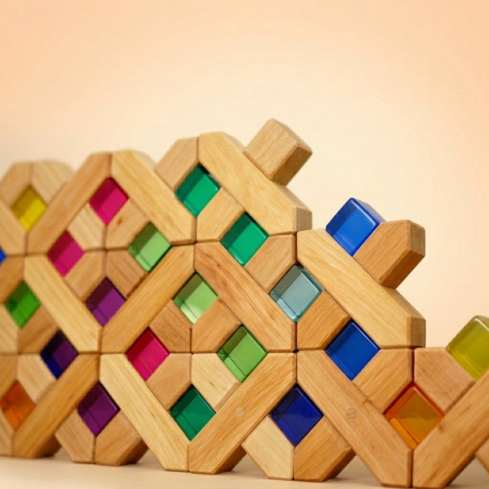 Bauspiel X-Blocks, 48-Piece Set in Wooden Tray