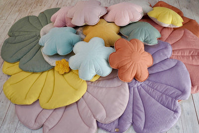 Linen "Powder Rose" Flower Pillow