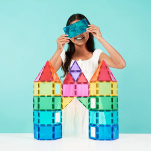 Connetix Bright Creative Pack 104, every piece laid out by shape and colour