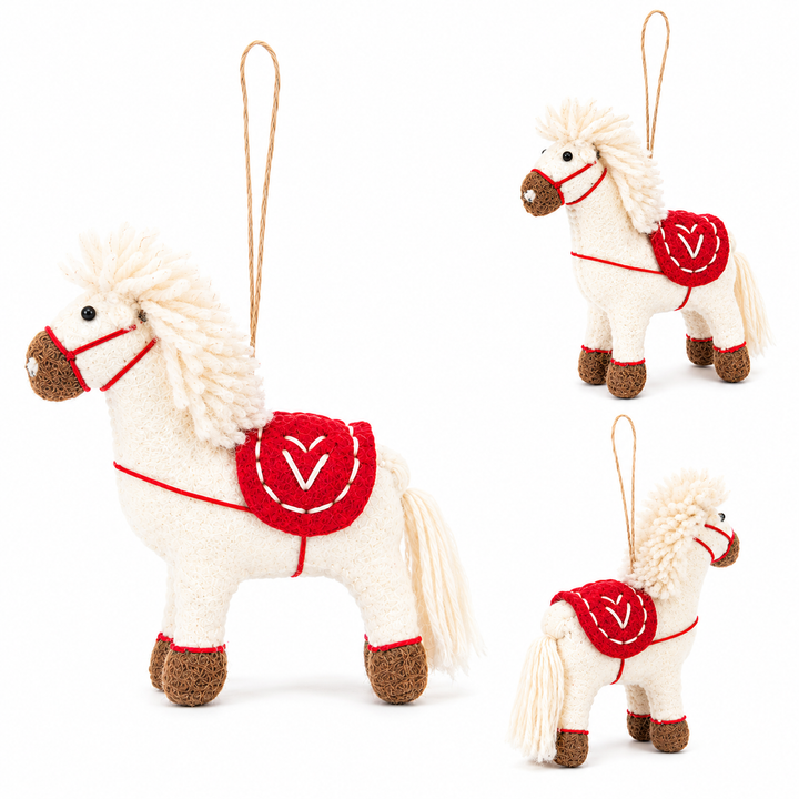 Felt White Christmas Horse Ornament