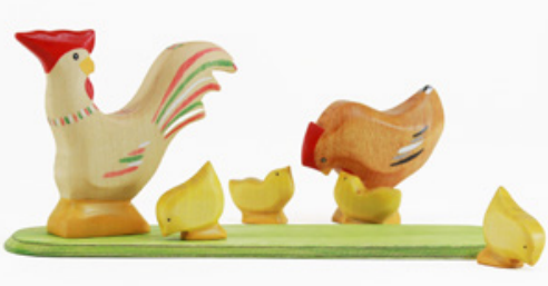 Pre-Order Atelier des Peupliers Wooden Chicken Family (Ships in May)