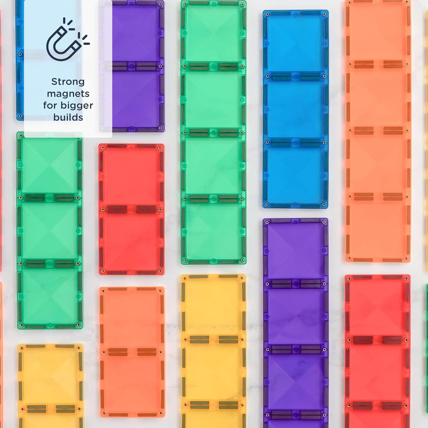 Connetix Tiles 18 Piece Rainbow Rectangle Pack