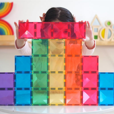 Connetix Tiles 18 Piece Rainbow Rectangle Pack