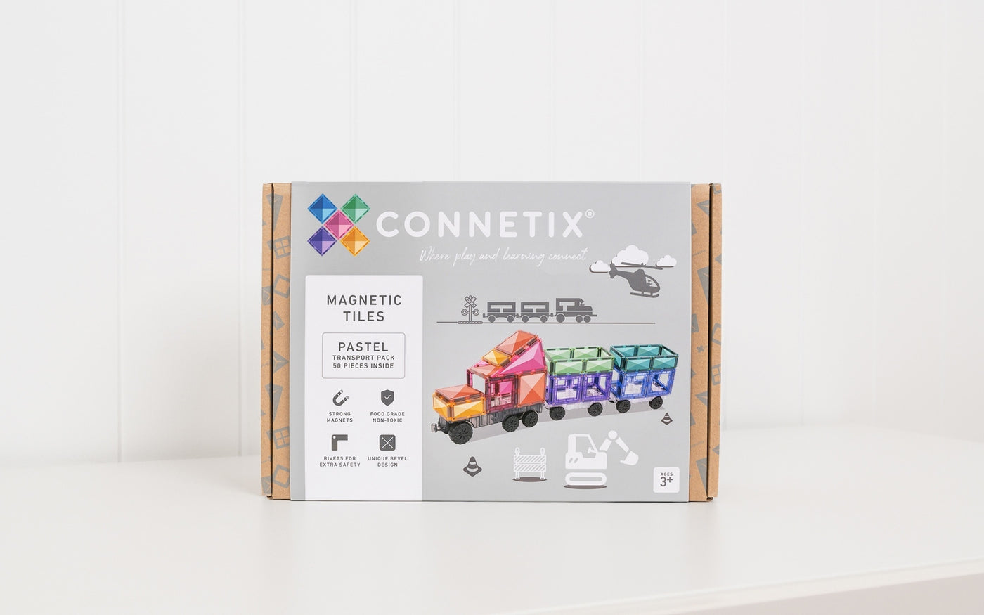 Connetix Tiles 50 Piece Pastel Transport Pack