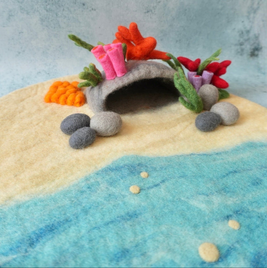 Coral Cave felt play mat, detail view