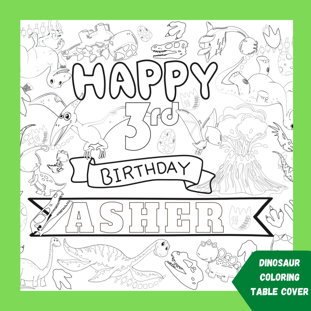 Dinosaur Coloring Tablecloth