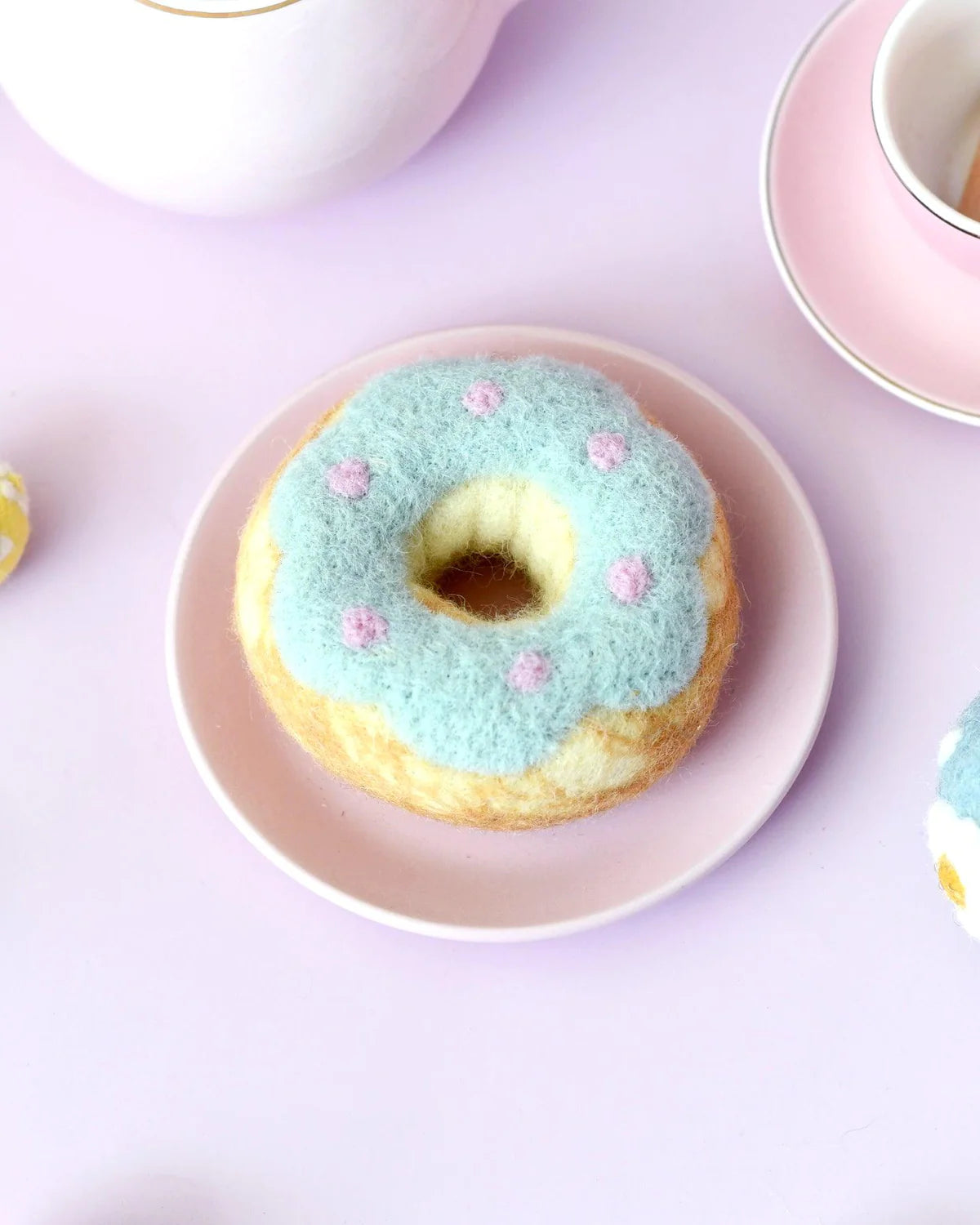 Sale Donut with Pastel Blue Frosting and Pink Dots