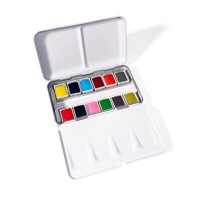 Watercolors – Metal Palette – 12 Colors – Travel Friendly