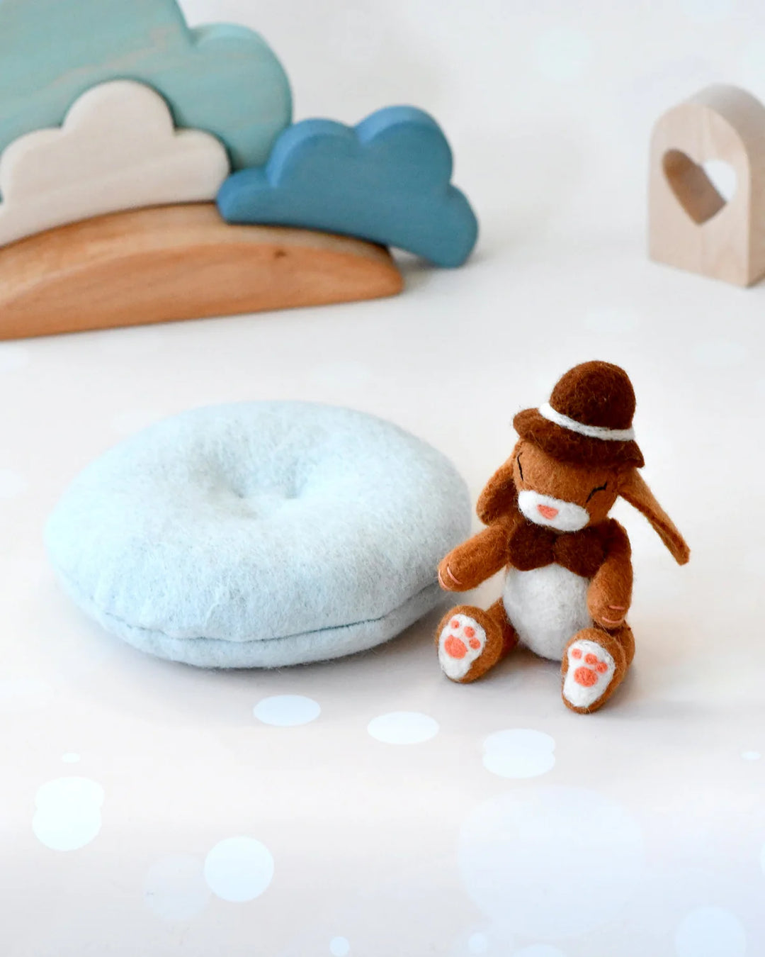 Sale Felt Bunny Rabbit with Top Hat on Cushion