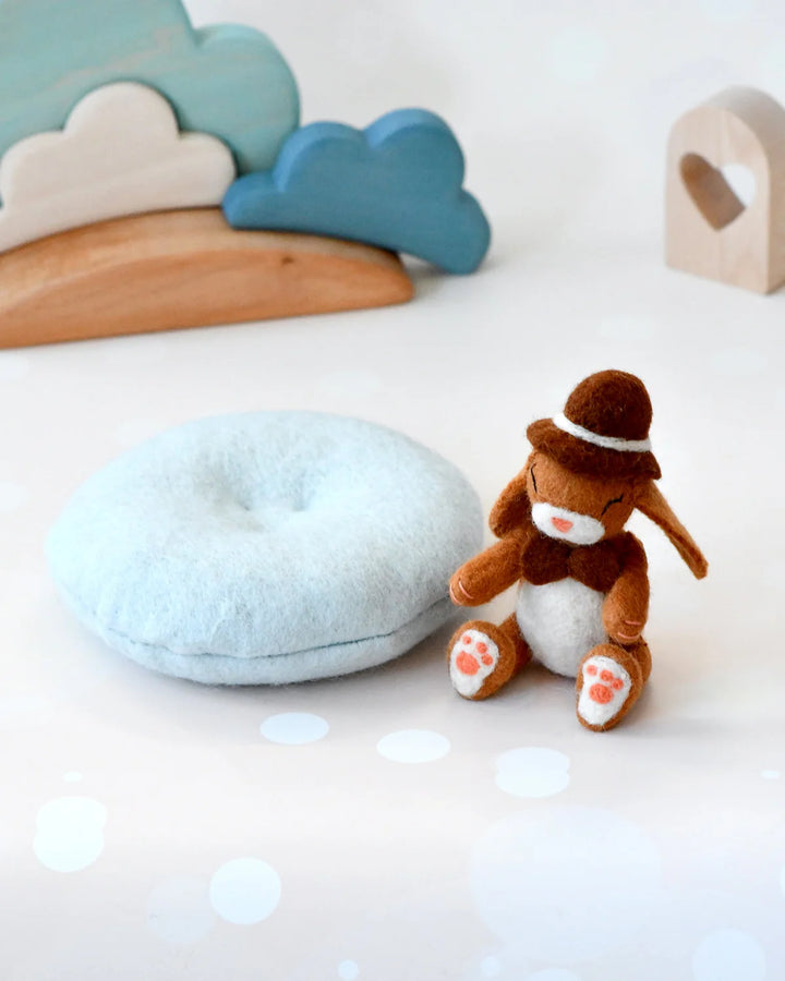 Sale Felt Bunny Rabbit with Top Hat on Cushion