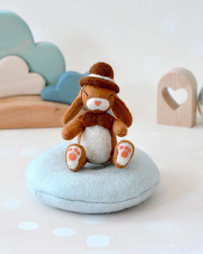 Sale Felt Bunny Rabbit with Top Hat on Cushion