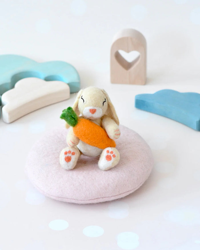 Sale Felt Bunny Rabbit with Carrot on Cushion