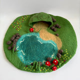 Fairy Pond felt play mat with hand-felted pond detailing · view 1