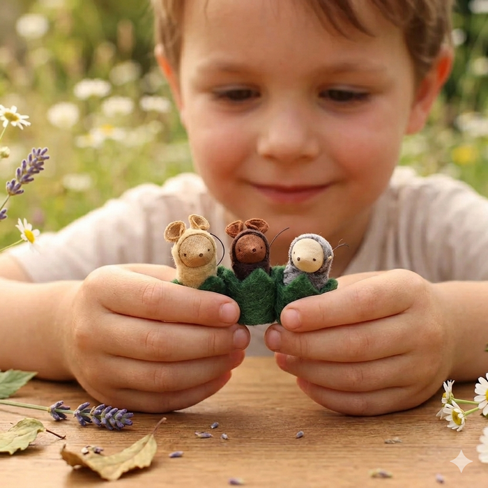 Fairyshadow Little Critter in a Hedge Cozy, Brown Mouse