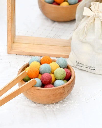 Pre-Order Wool Felt Balls in a Pouch, Sunshine Colors, 30 balls, 3 cm (Ships in November)