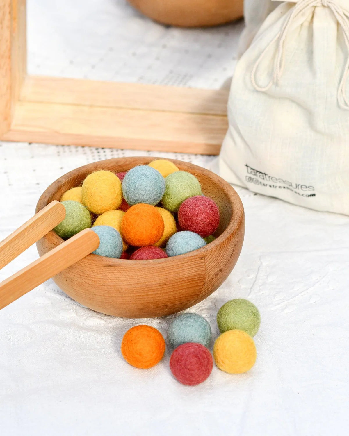 Pre-Order Wool Felt Balls in a Pouch, Sunshine Colors, 30 balls, 3 cm (Ships in November)