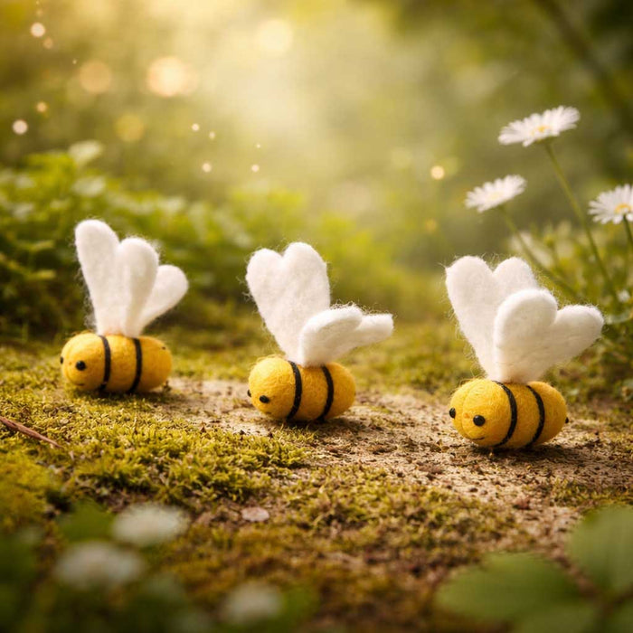 Felt Bees, 3 pcs