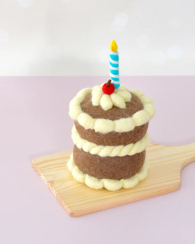 Felt Chocolate Shortcake Birthday Cake with Candle