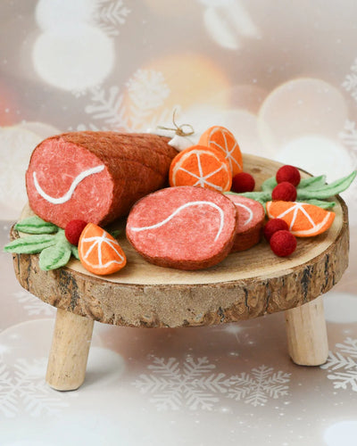 Pre-Order Felt Christmas Ham Feast Play Food Set (Ships in late October)