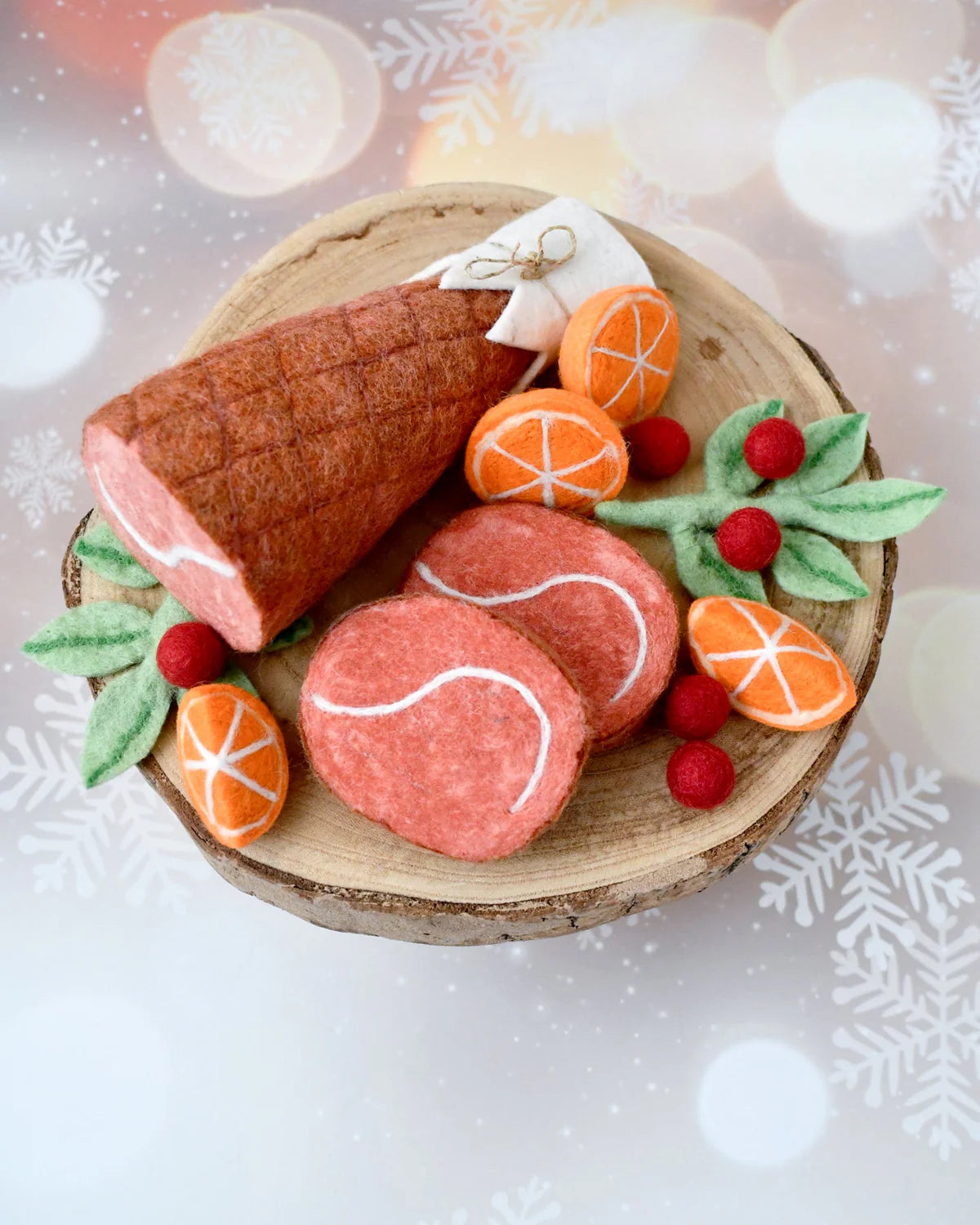 Pre-Order Felt Christmas Ham Feast Play Food Set (Ships in late October)