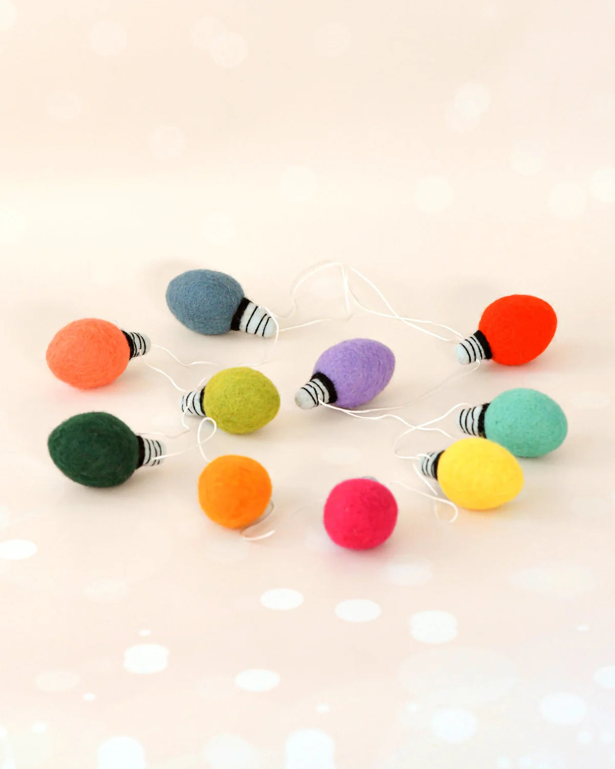 Felt Festive Festoon Fairy Light Bulbs Garland