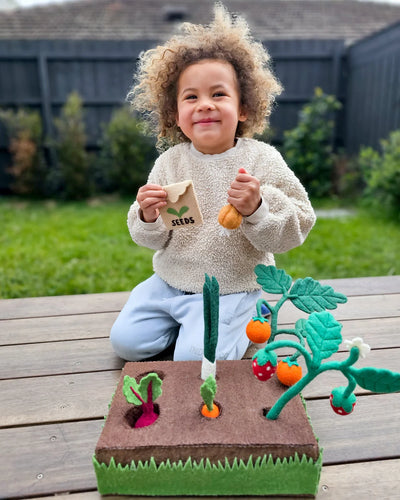 Pre-Order Felt Garden Planter Box with Plants and Vegetables (Ships in mid-October)