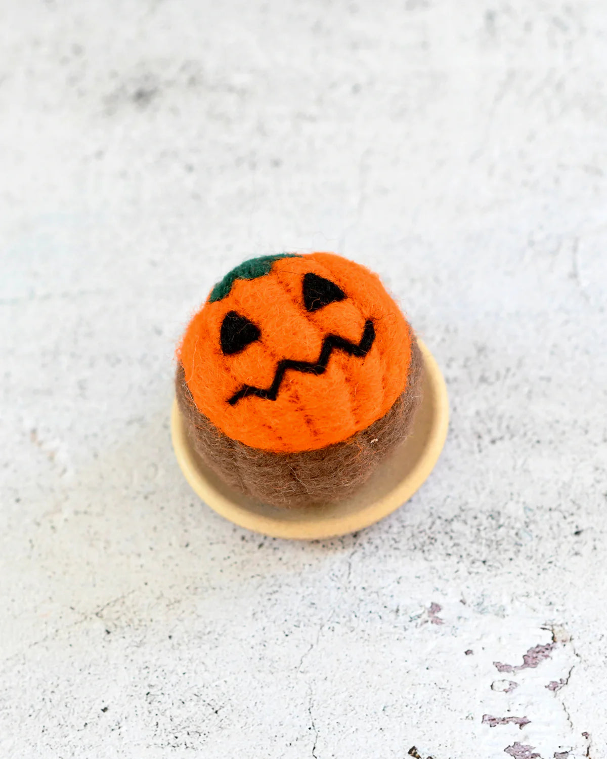 Felt Halloween Cupcake Orange Jack 'O Lantern