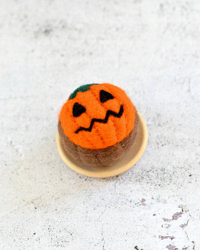 Felt Halloween Cupcake Orange Jack 'O Lantern