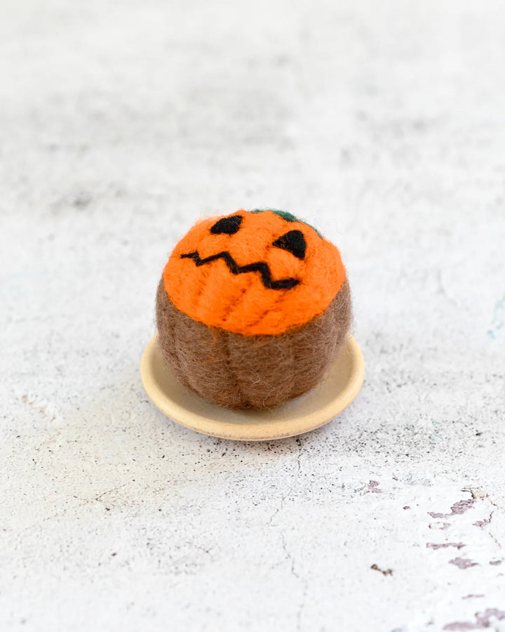 Felt Halloween Cupcake Orange Jack &