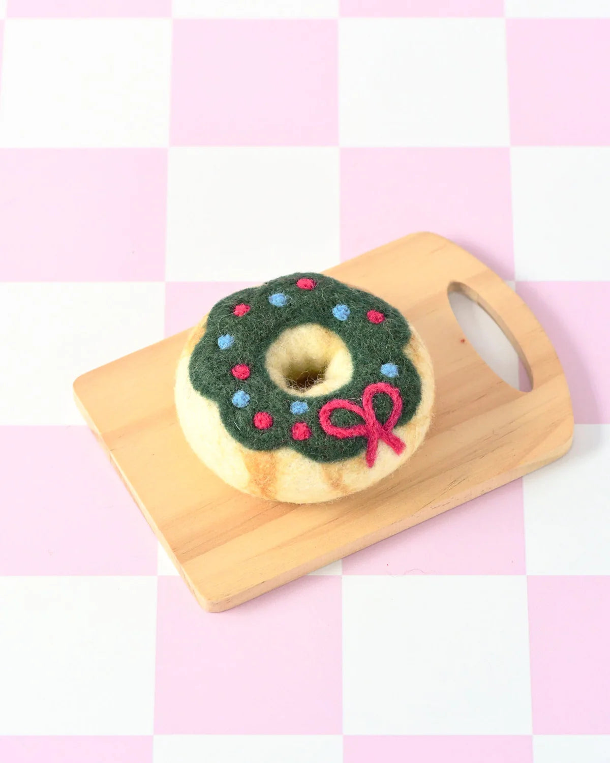 Pre-Order Felt Christmas Donut, Green Holly Wreath Icing (Ships in November)