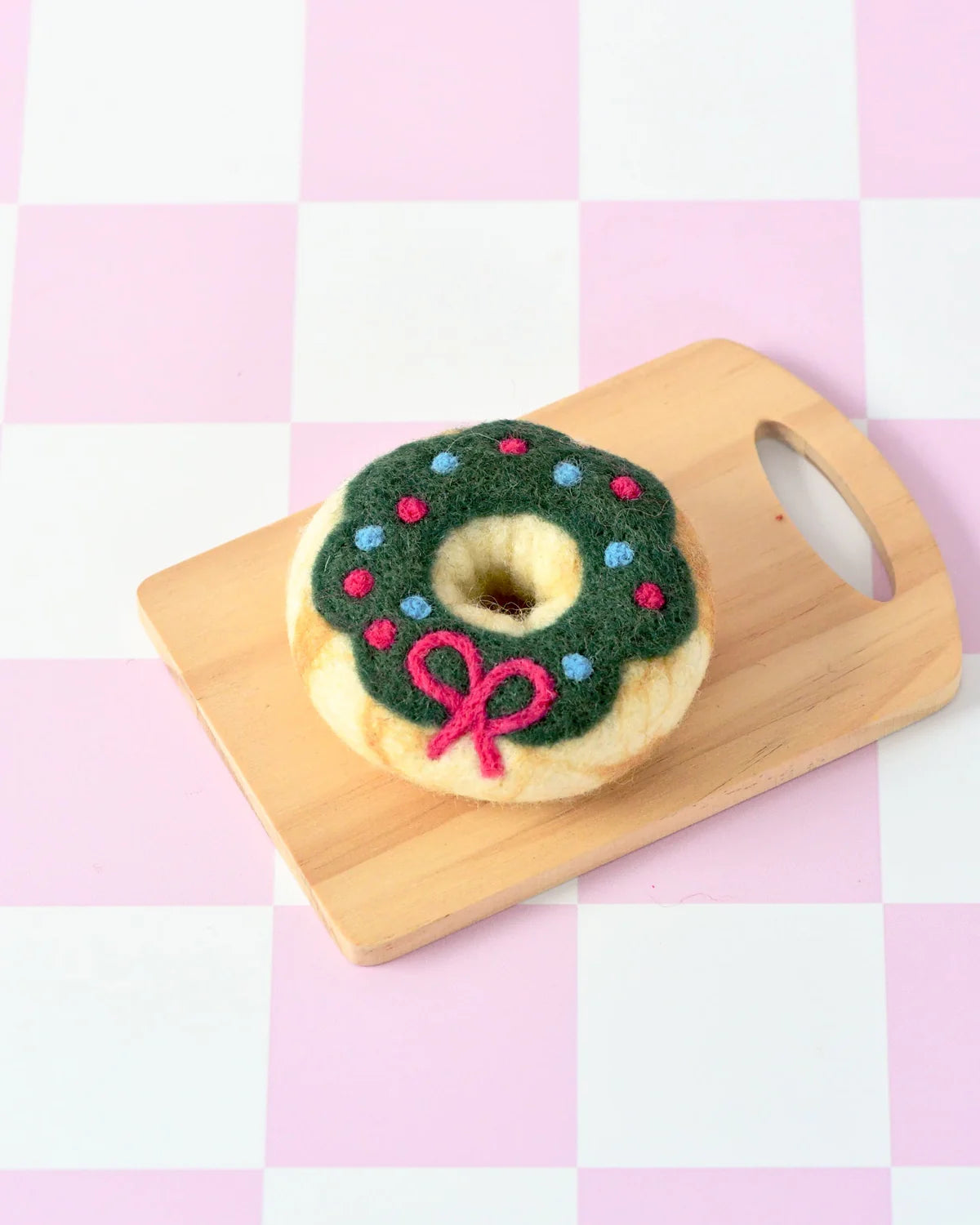 Pre-Order Felt Christmas Donut, Green Holly Wreath Icing (Ships in November)