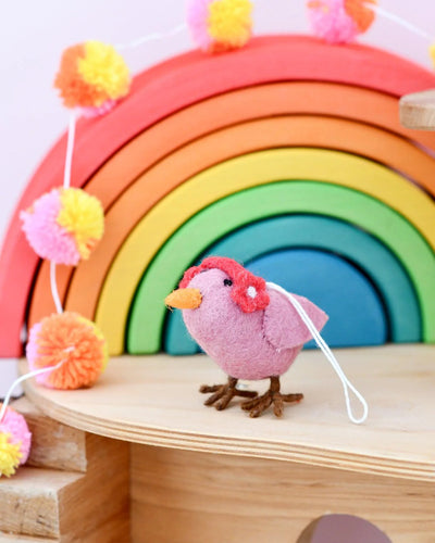 Pre-Order Felt Pink Bird Hanging Ornament (Ships in late January)