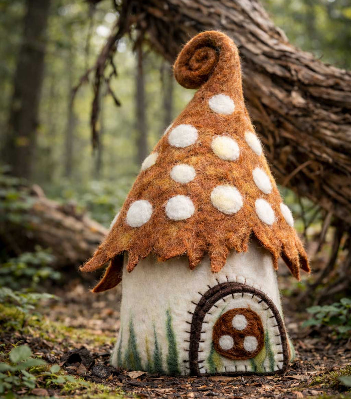 Felt Toadstool Home, Brown
