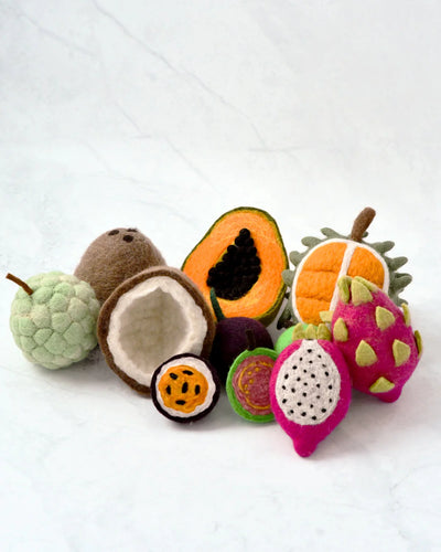 Pre-Order Felt Tropical Fruits Play Food Set (Set of 11 pieces) (Ships in mid-October)