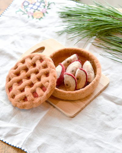 Pre-Order Felt Apple Pie Play Food Set (Ships late October)