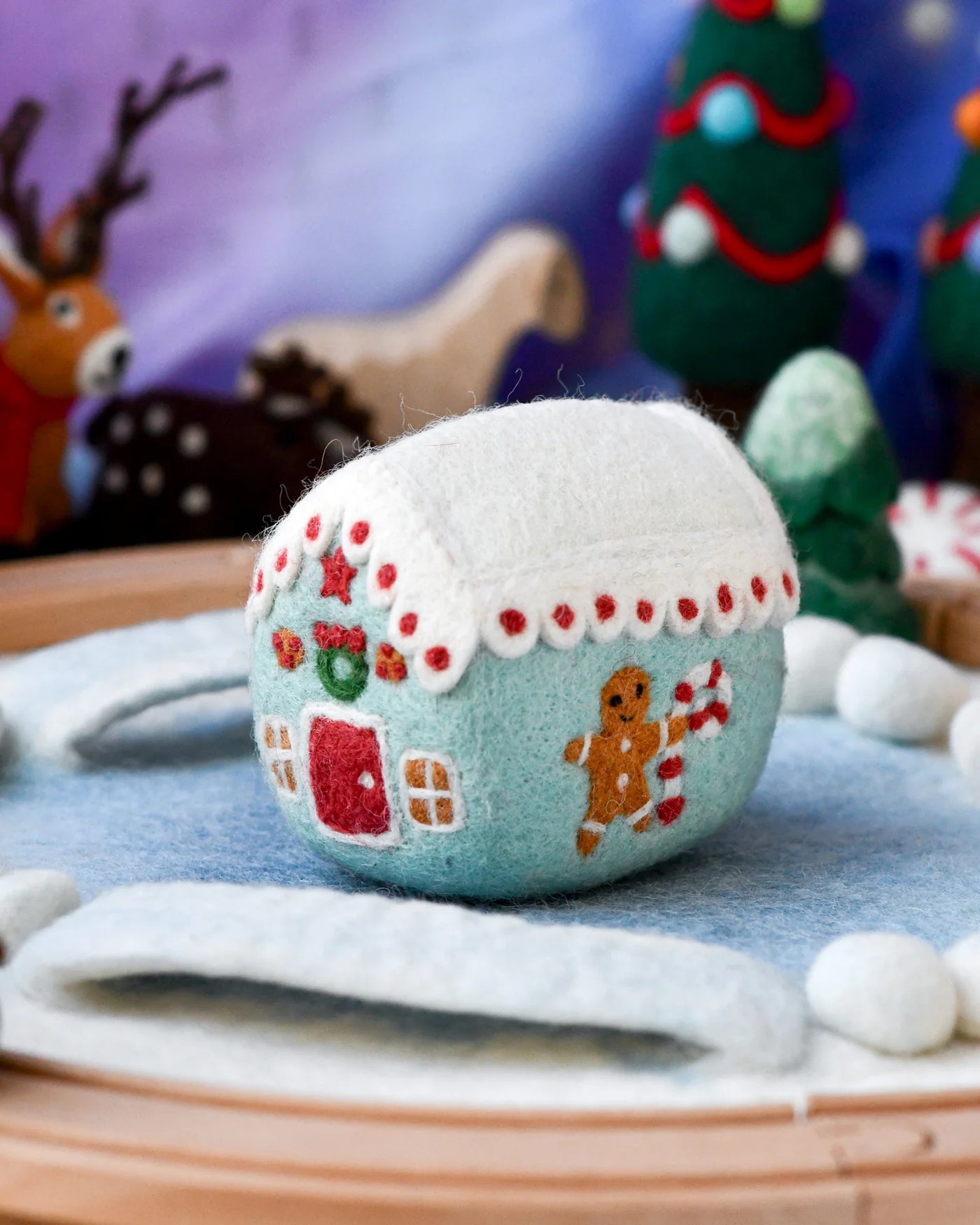 Pre-Order Felt Blue Gingerbread House (Ships in November)