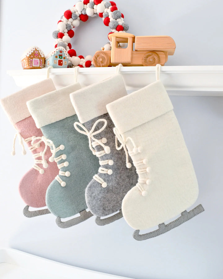 Sale Felt Blue Ice Skate Christmas Stocking