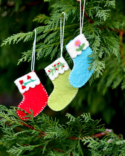 Pre-Order Felt Christmas Stocking Ornaments B (Set of 3) (Ships in November)