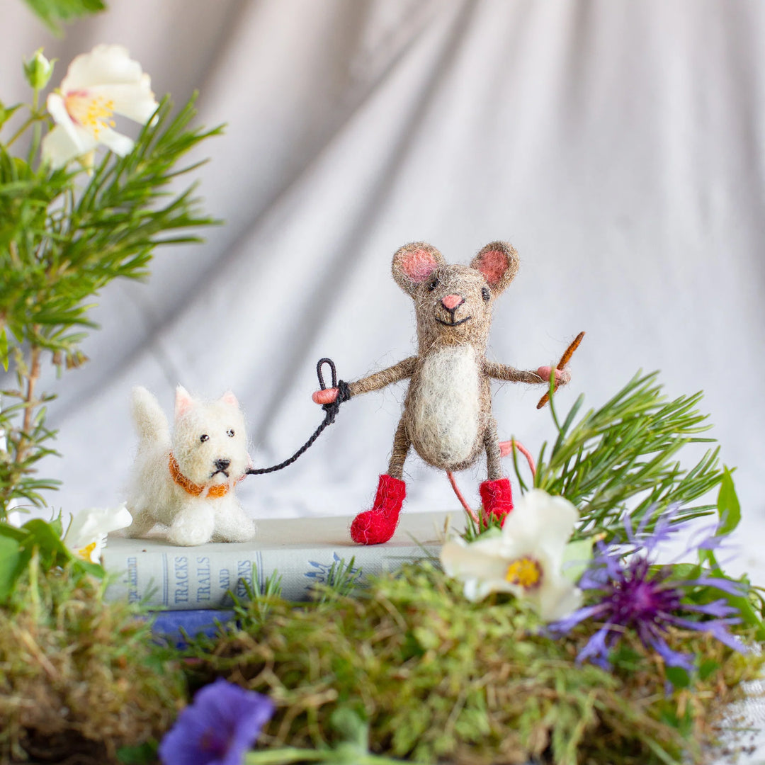 Felt Dog Walker Mouse with Westie
