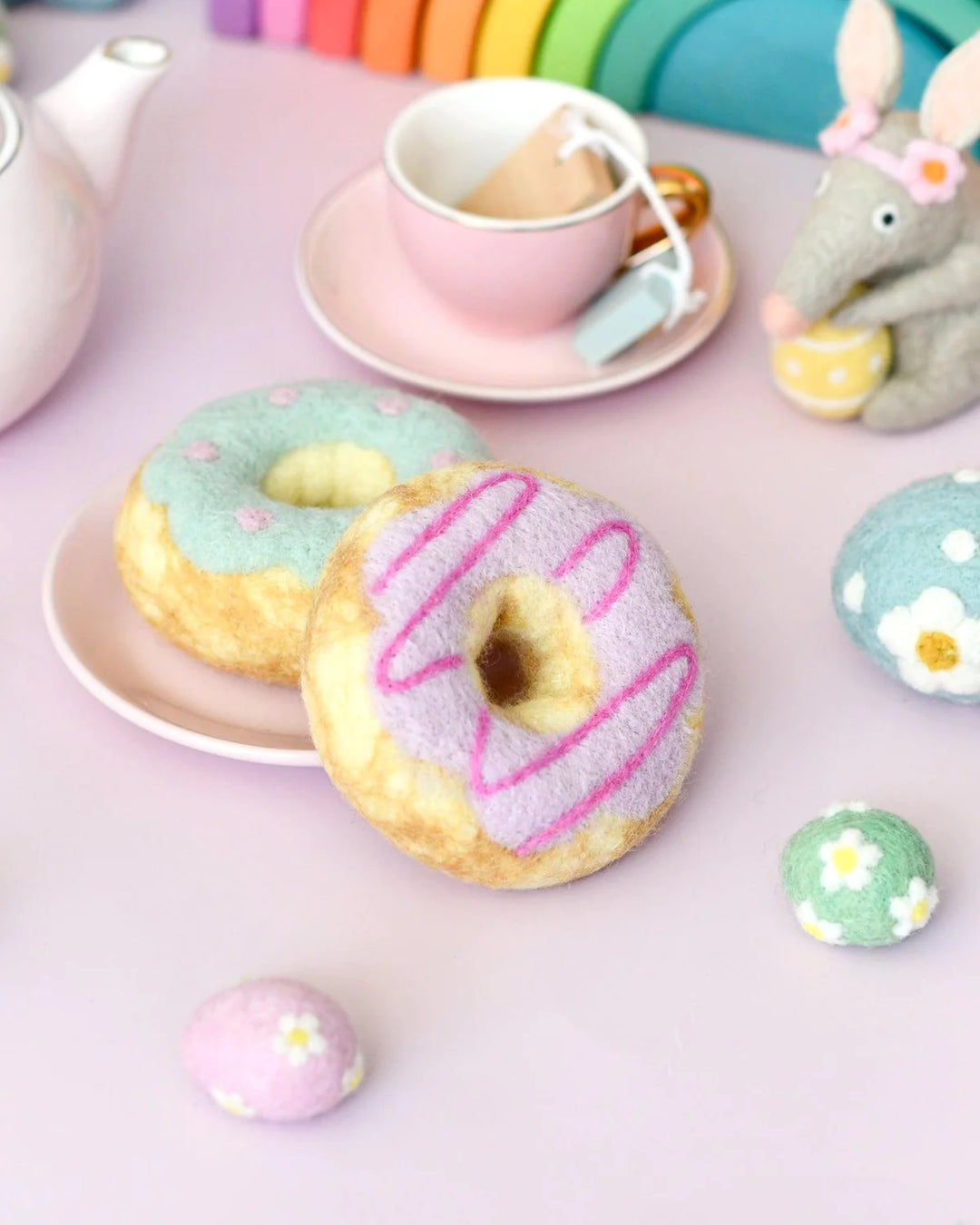 Felt Donut with Pastel Frosting and Pink Drizzle