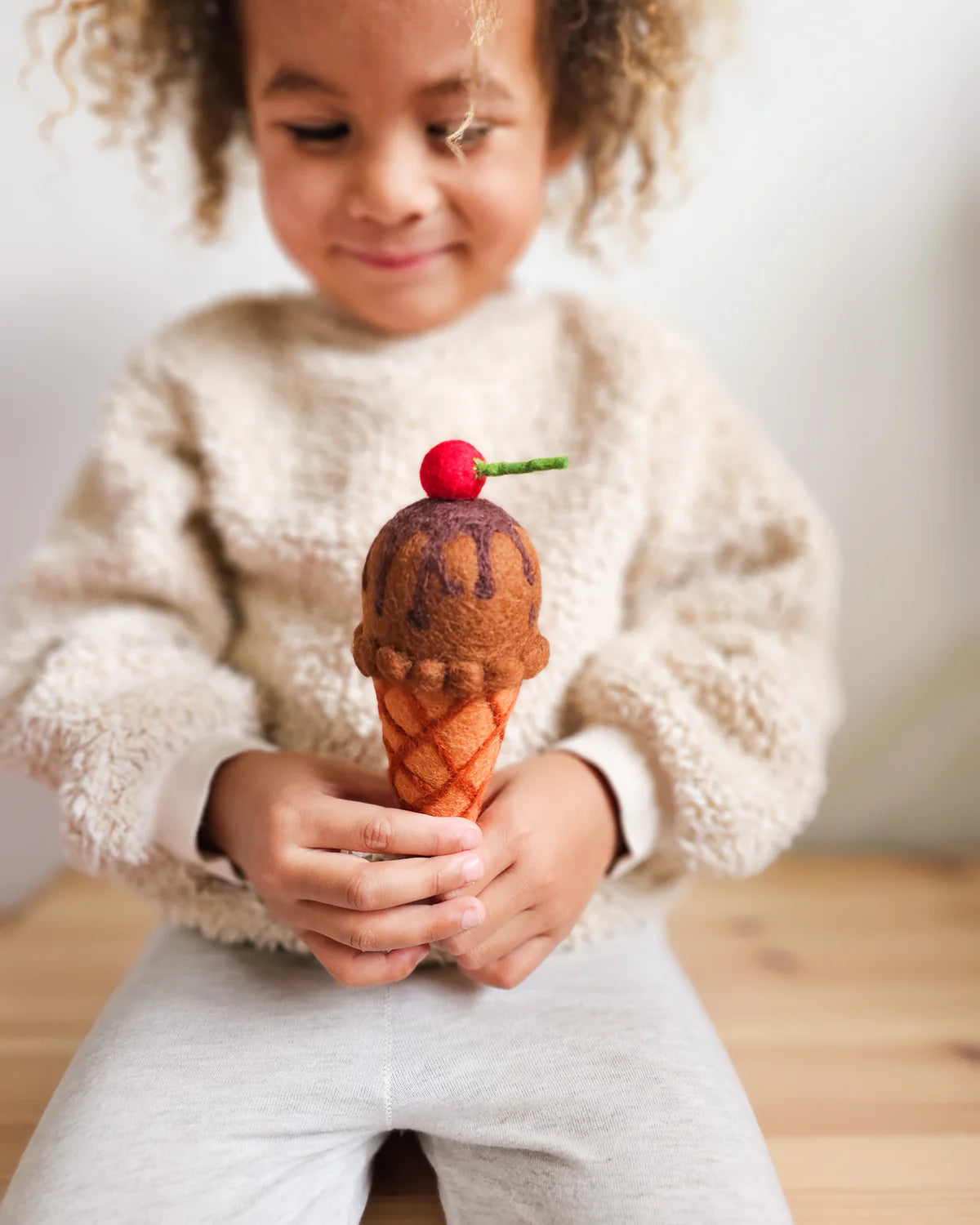 Felt Double Chocolate Ice Cream with Cherry