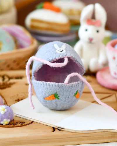 Felt Egg Cover, Lilac with Bunny Motif