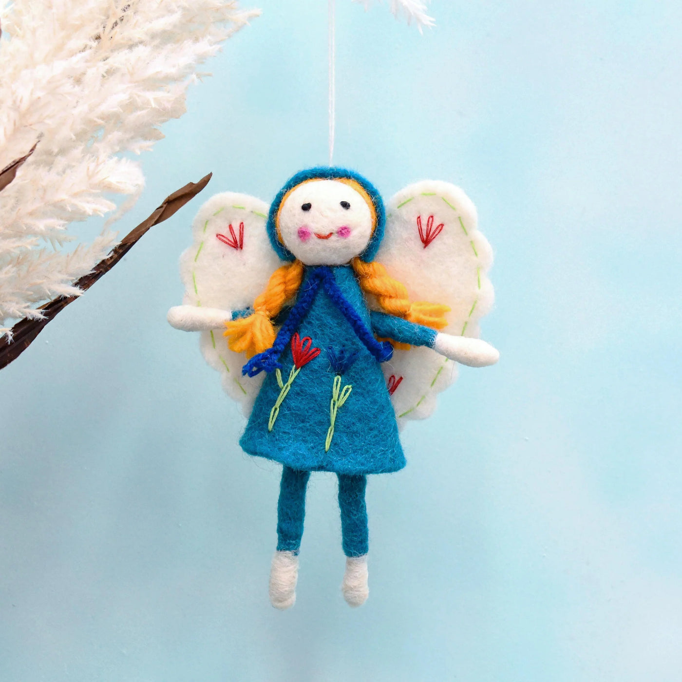 Felt Flower Fairy, Blue Dress (Ships in 1 Week)